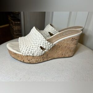 Esprit Wedge Platform Mule Sandal Slip On Shoe Cork Casual Summer Sz 7